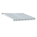 Store banne SAULE 3,5 × 3m - Toile rayée blanche/grise et structure blanche(Beige)
