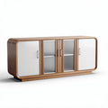 Meuble de rangement en bois avec portes en verre 150 x 40 x 70cm