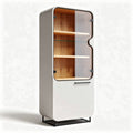 Vitrine en bois et verre 75 x 40 x 160cm rangement moderne blanc