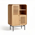 Armoire en bois clair avec portes persiennes et étagères 80 x 40 x 120cm