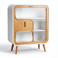 Meuble de rangement en bois et verre avec tiroir 80 x 40 x 100cm