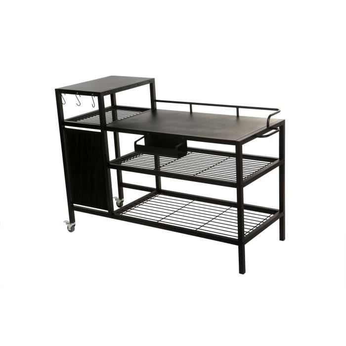 BRASERO Chariot pour Plancha - 128x60x89 cm - Pour plancha jusqu'à 4 feux - Métal - Noir(128x60x89cm)