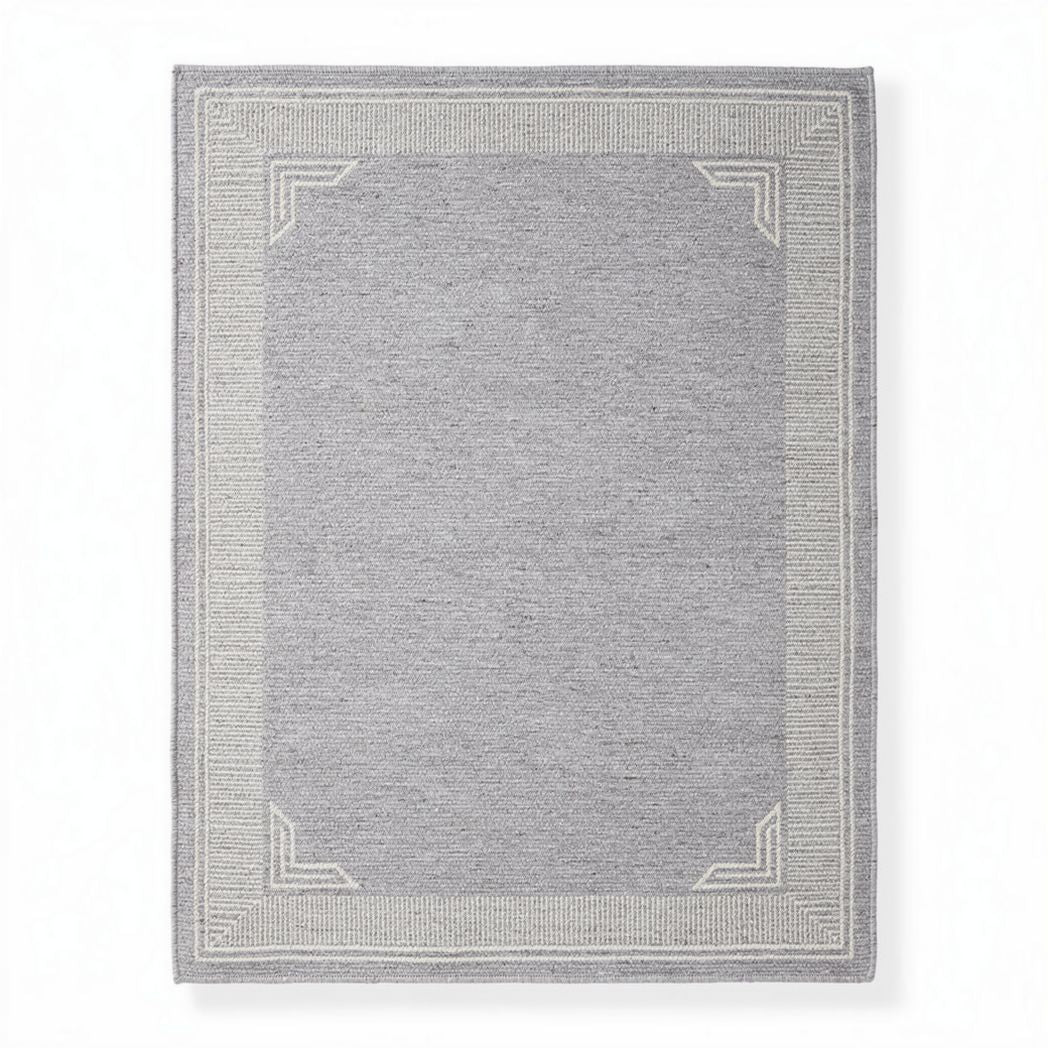 Tapis gris en laine de 160 x 230 x 1 cm pour salon ou chambre