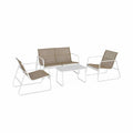Salon de jardin en métal  et textilène pour 4 personnes. blanc et naturel. design(Blanc et naturel)