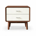 Table de chevet en bois noyer avec tiroirs blancs dimensions 50 x 40 x 35cm