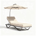 Chaise longue avec parasol en aluminium couleurs crème 200 x 75 x 30cm
