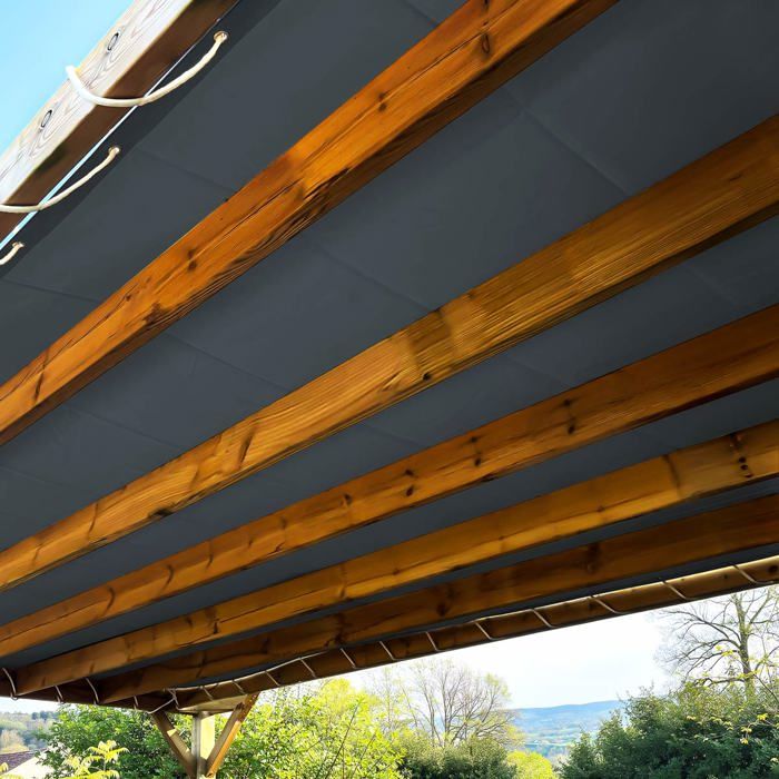 TECPLAST Toile Pergola Gris anthracite 4x5 m LP506PR - Garantie 5 ans - Bâche Pergola ou Tonnelle étanche en PVC pour terrasse(Beige foncé/2 x 3 m)