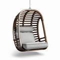 Fauteuil suspendu en bois avec coussins gris 100 x 80 x 120cm pour intérieur et extérieur