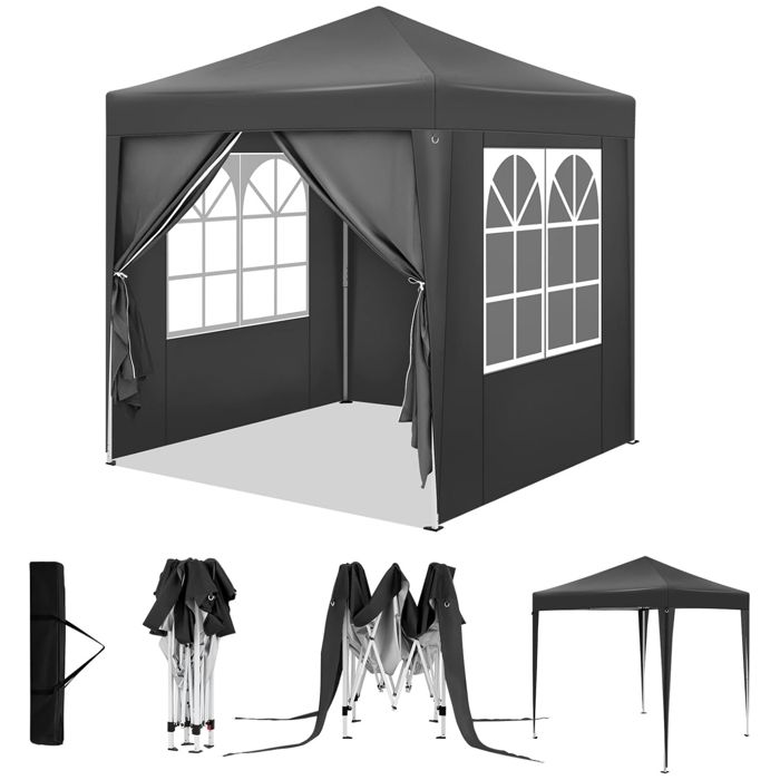 WOLTU Tonnelle 2x2m, Pergola Pliante, Barnum avec 4 Parois Latérales, Hauteur Réglable, Gazebo Imperméable, Anti-UV, Anthracite(Anthracite)