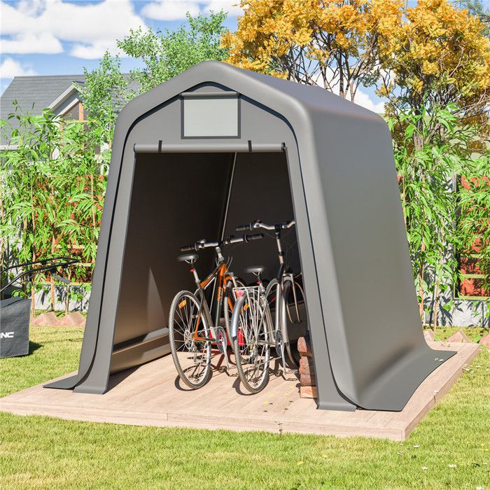 Abri de jardin pas cher 4.5 m² - 183x245x217 cm avec porte roulant, ouvertures d'aération, tente de stockage étanche extérieur, gris(183 x 245 x 217 cm / 4.5 m²)
