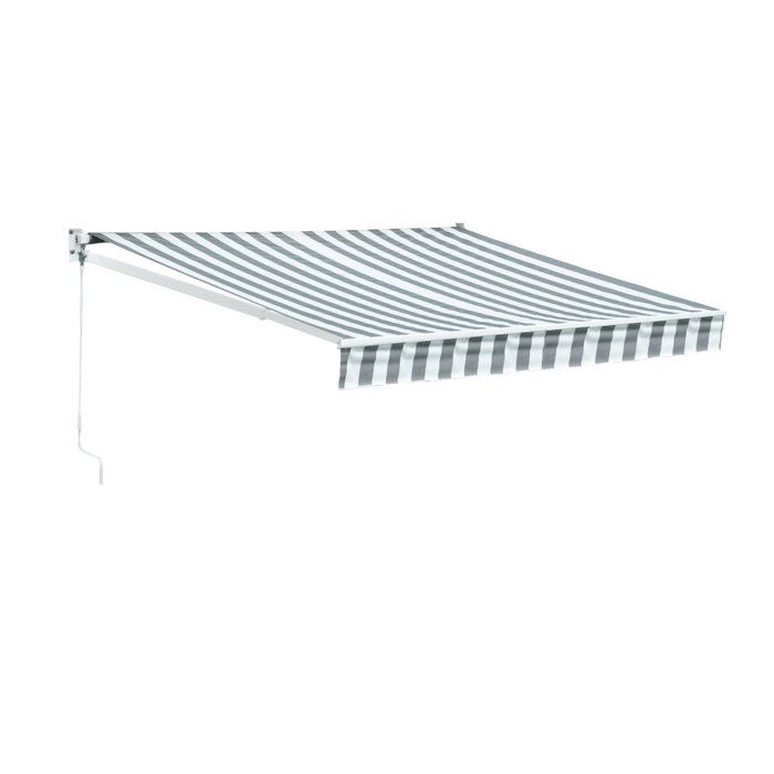 Store banne SAULE 2,5 × 2m - Toile rayée blanche/grise et structure blanche(Anthracite)