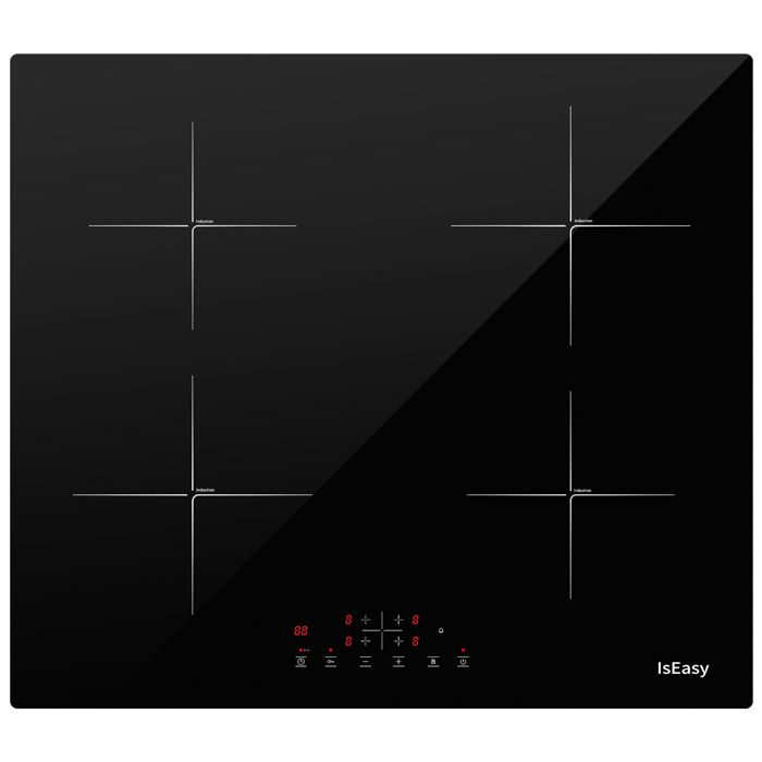 Plaque à Induction - ISEASY - 4 Foyers - 6800W - Écran Tactile - Verre Trempé(4 Foyers)