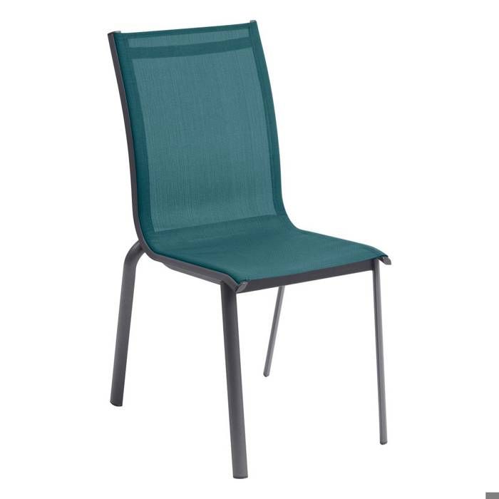 Chaise de jardin empilable Axant bleu canard  graphite en aluminium traité époxy - Hespéride(Bleu canard)