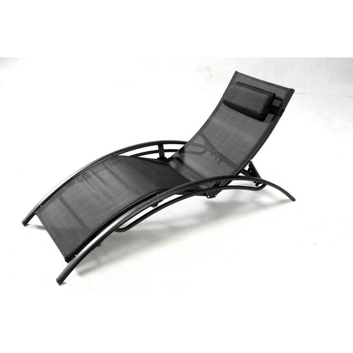 LIMEA - Lot de 2 transats ajustables noirs avec coussin(Noir)