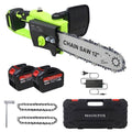 Tronçonneuse Brushless sans fil Coupe 30 cm MAGICFOX, Auto lubrification avec 2 batteries*6.0Ah, 2 chaines, Tronçonneuse Légère(Tronc-12P-6A-Vert)