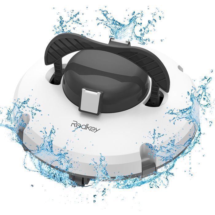 Robot Piscine Sans Fil,2026 Redkey S100,Autonomie 130 Min, Nettoyage Profond 3M,100㎡,Auto-Stationnement(Gris et blanc)