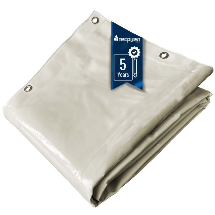 TECPLAST Bâche pour Carport 4x4 m LP506CP Blanc Crème - Garantie 5 ans - Toile PVC étanche pour abri de voiture(Blanc crème/2 x 3 m)