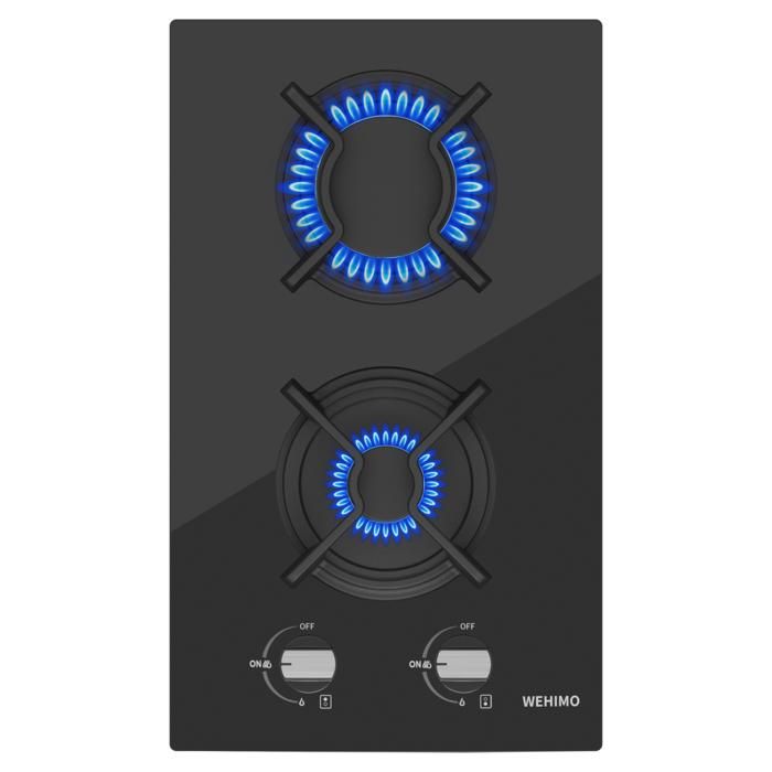 Plaque de Cuisson Gaz - WEHIMO - 3 Brûleurs - Verre Trempé - Allumage par Impulsion - 60x51 cm(3 Brûleurs)