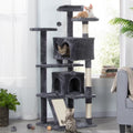Yaheetech Arbre à Chat Chatons Grattoir Griffoir avec 3 Plateformes/2 Niches/Poteaux en Sisal 49,5 x 49,5 x 137 cm Gris foncé(Gris foncé)