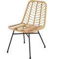 Lot de 2 chaises de jardin KOMODO - Imitation rotin naturel - Structure acier -  L48  x P 47 x H 88 cm(Sans accoudoirs)