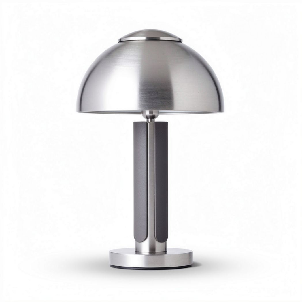 Lampe de bureau en métal argenté avec abat-jour en forme de dôme 25 x 25 x 35cm
