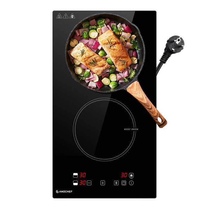Plaque Induction 2 foyers AMZCHEF 3700W 9 niveaux cuisson rapide avec 2 boosters L52 x P29 cm(2 feux/Puissance : 3700 W)