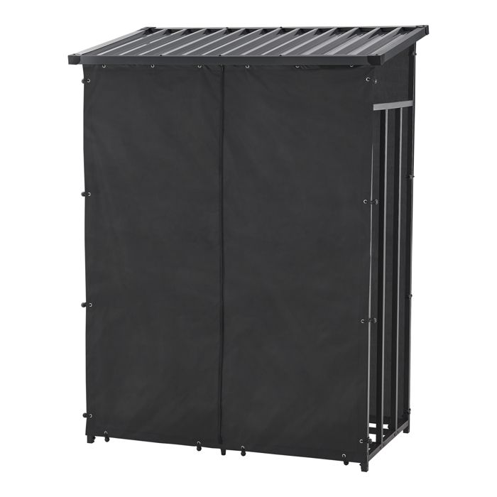 Abri-bûches couvert acier 185 x 130 x 70 cm noir(145 x 143 x 70 cm)