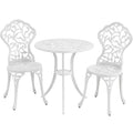 Yaheetech Ensemble de Table et Chaise Set Bistrot Design Vintage Table de Jardin et 2 Chaises Blanc(Blanc)