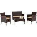 Salon bas de jardin en résine tressée rotin - 4 personnes - Marron(Marron/2 places)