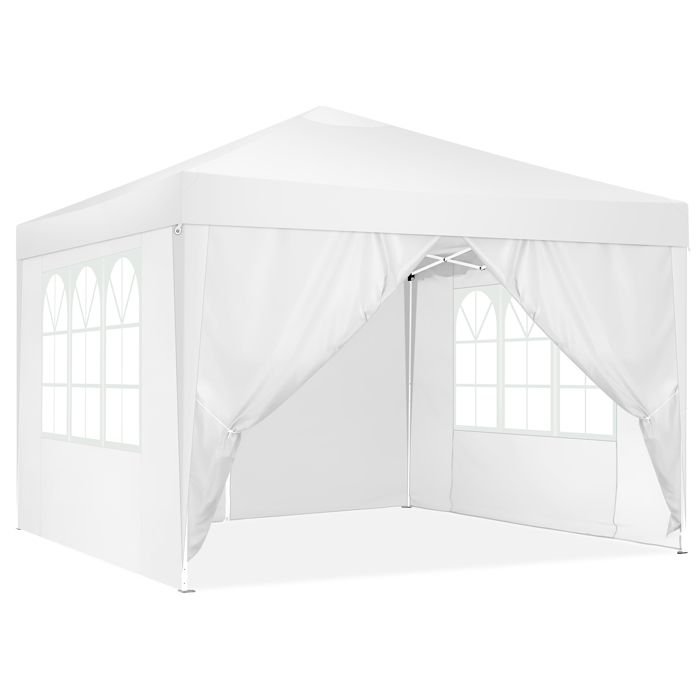 Tonnelle de Jardin 3x3m Tente Pavillon de Jardin Pliante pour Exterieur,imperméable avec 4 Côtés,Blanc(Blanc)
