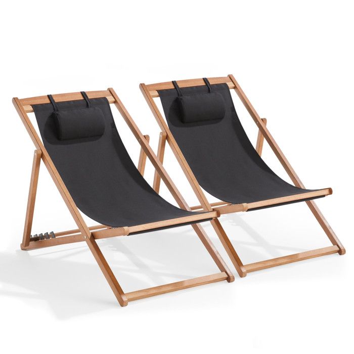 Lot de 2 chiliennes eucalyptus noir Socoa - Oviala(Noir)