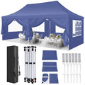 Tonnelle Pliante 3x6m étanche Stable, Tonnelle de jardin exterieur Anti-UV, Sac de transport - Bleu(Blanc/3 x 3 m)