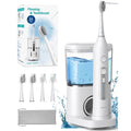 AGPTEK Hydropulseur et Brosse à Dents électrique Combo, Jet Dentaire Portable 5 Modes, 14 Jours d'autonomie, 500 ml, Étanche IPX7(Blanc)