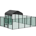 Poulailler Enclos Extérieur 10 m² - Parc à Poules Grillagé - Grande Taille - Acier Galvanisé avec Bâche(10 m²/P-XL997-V1)