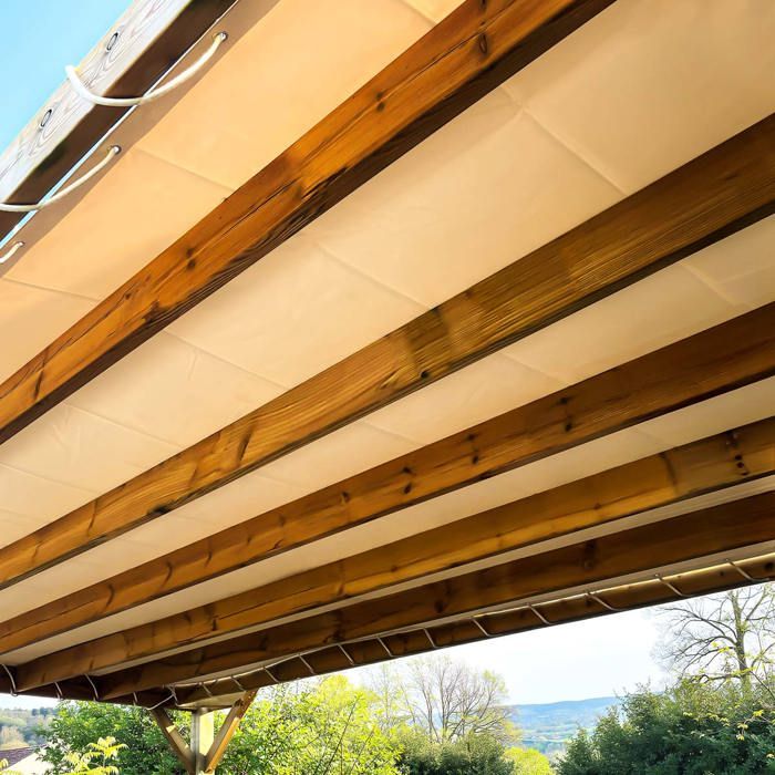 TECPLAST Toile Pergola Blanc Crème 4x5 m LP506PR - Garantie 5 ans - Bâche Pergola ou Tonnelle étanche en PVC pour terrasse(Beige foncé/2 x 3 m)