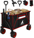 WOLTU Chariot de Jardin Pliable, Roues larges, Chariot pour Camping, Plage, Charge 120kg, Tissu Oxford+Acier, Noir+Rouge W0UETT0103(Noir et rouge)