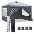 3*3M Tente de camping, tonnelle pour jardin, extérieur, réception, fête, gris, avec 4 sacs de sable(Bleu)