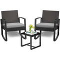 Salon de Jardin - Bealife - Fauteuil Respirant en Métal - Table Basse en Verre Trempé - Meuble de Jardin Extérieur - 2 Places -(Gris)