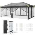 Alightup Tonnelle pliante 3 x 6m Pop Up,Tonnelle de Jardin mit 6 Netzvorhängen,Hauteur Réglable,Imperméable,Protection de UV,Gris(Bleu/3 x 3 m)