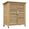 Armoire de jardin - Outsunny - abri remise outils sur pied étagère portes persiennes toit bitumé - bois - 87x46,5x96,5cm - jaune(Bois naturel)