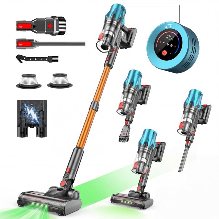 Aspirateur Balai sans Fil- Vulcanterre- V18 - 140AW / 550 W  | 60 KPa | 60  Min - Auto-Écran LED- Portant-  Batterie Amovible(V18 Classique)