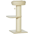 Arbre à chat - PawHut - griffoir sisal naturel 2 plateforme panier observation jeu boule - peluche - beige(Beige/48)