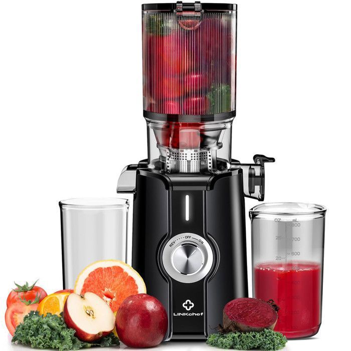 Extracteur de Jus - Sans Préparation - Grande goulotte 115 mm à fruits entiers -Nettoyage Rapide -Rendement en jus de 99 % -Noir(Noir)