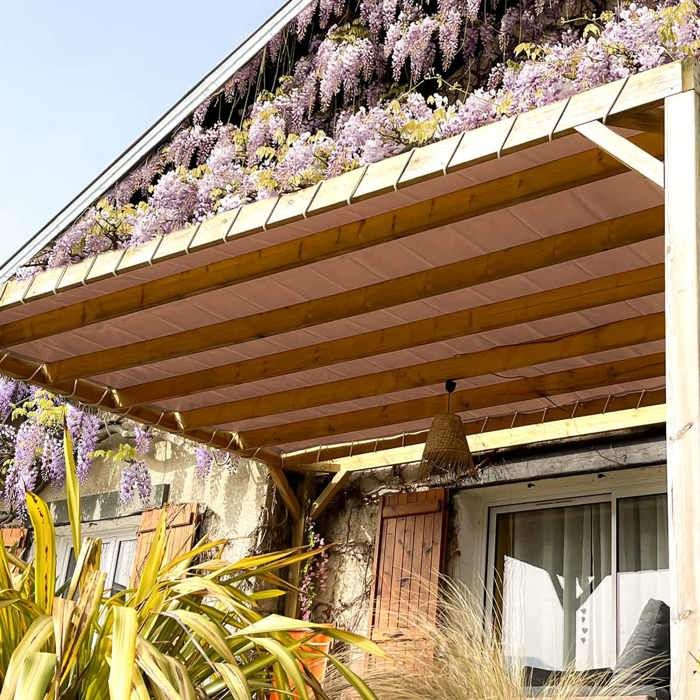 TECPLAST Toile Pergola Taupe 2x3 m LP640PR - Garantie 8 ans - Bâche Pergola ou Tonnelle étanche en PVC pour terrasse(Blanc crème/2 x 3 m)