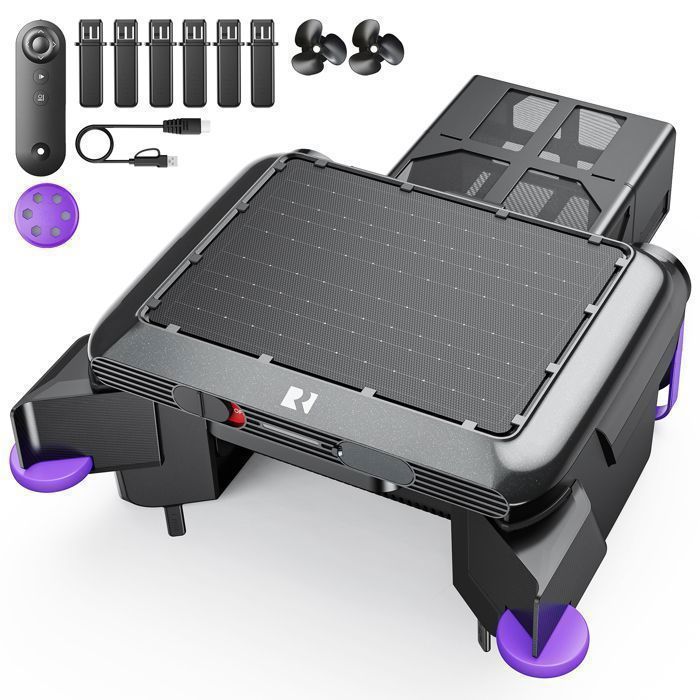 Robot Nettoyeur de Piscine Solaire-Redroad P5-Nettoyage de Surface 24/7,Filtre 150μm,Distributeur de Chlore,avec Télécommande(Violet)