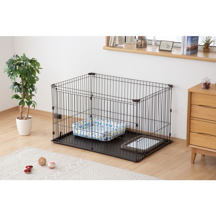 Iris Ohyama, Parc pour animaux de compagnie, pour chats et chiens, Wire Pet Play Cage, STS-1200T, Marron(Cage moyenne/Avec roues)