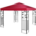 Toile de Rechange pour Pavillon GOPLUS - Rouge - 3M x 3M - Polyester - Résistante aux intempéries et aux UV(Toit double/Beige)