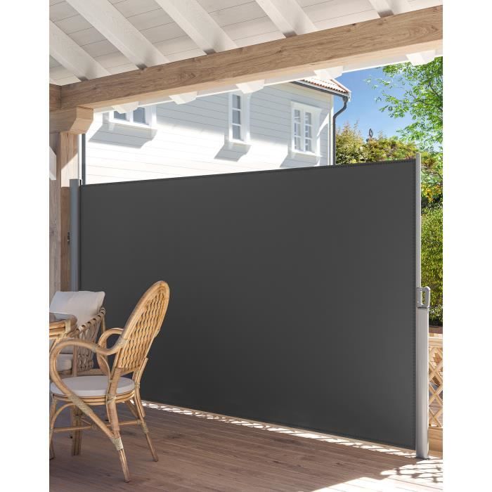 Store latéral - SONGMICS - Pare-soleil et Brise-vue - Gris Anthracite GSA164G01 - 160 x 400 cm(Gris foncé/160 x 350 cm/Acier)