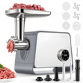 Hachoir à Viande Électrique 2800W - Écran Tactile - 11PCS avec 2 Lames 4 Inox Disques 3 Kit de Saucisse 1 Kubbe 1 Brosse - Argent(Argent/M1)