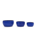 Lot de 3 Pots de Fleurs en Céramique Fait Main - 38/30/25 cm - Bleu Antique(Bleu antique)